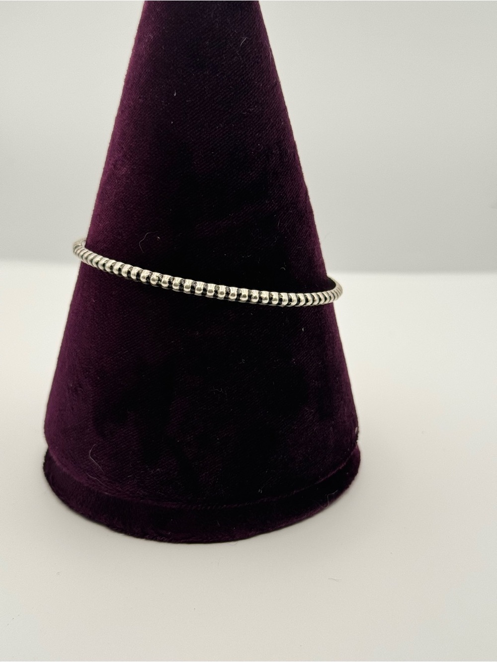 Sterling Silver Beaded Bangle Bracelet - Silver